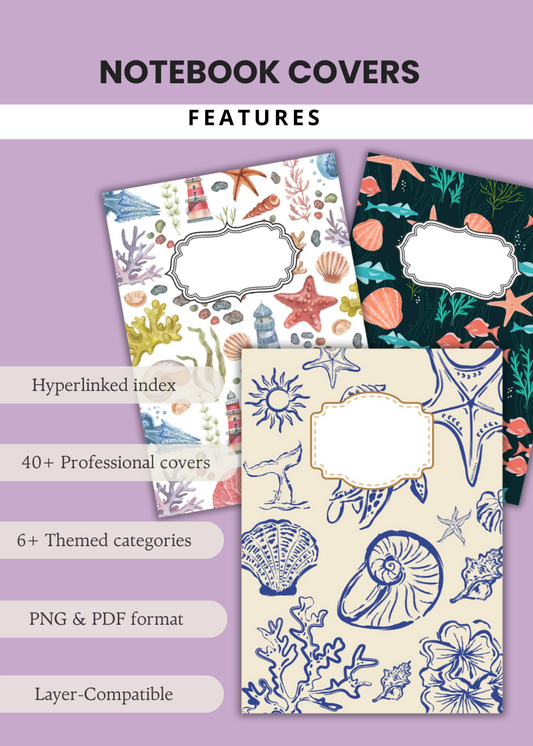 📒 60+ Notebook Covers | PDF + PNG